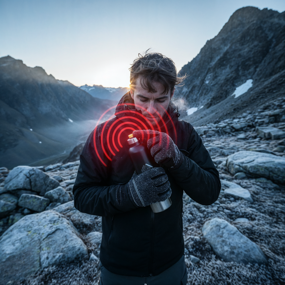 Survival-Trinkflasche mit Alarm schwarz