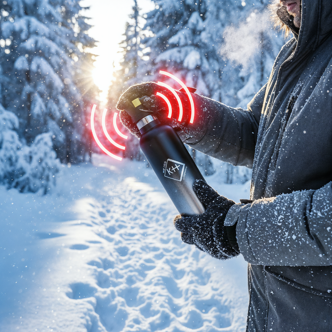 Survival-Trinkflasche mit Alarm schwarz