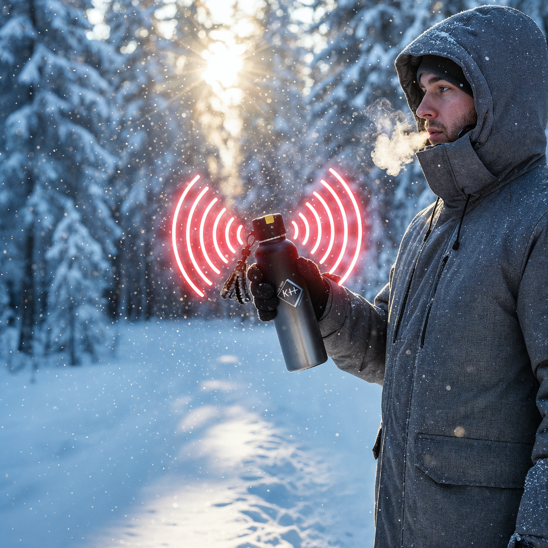 Survival-Trinkflasche mit Alarm schwarz
