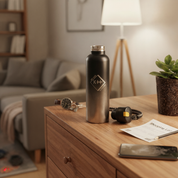 Survival-Trinkflasche mit Alarm schwarz