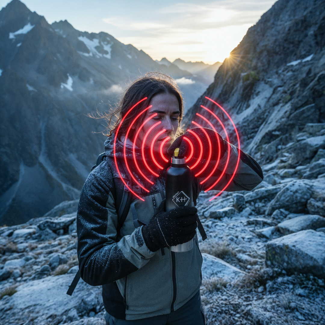 Survival-Trinkflasche mit Alarm schwarz