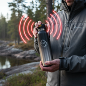 Survival-Trinkflasche mit Alarm schwarz