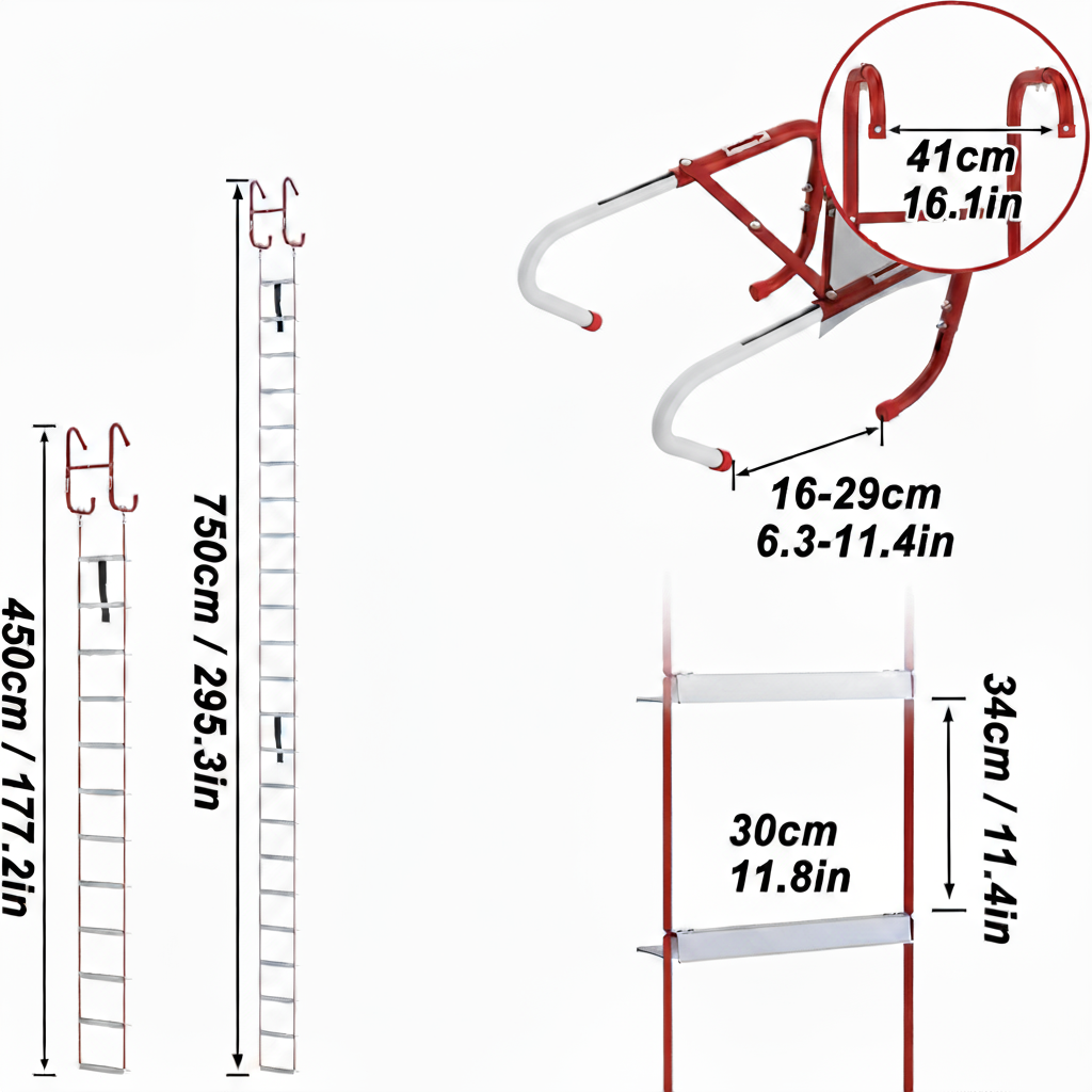 Rettungsleiter mit Aluminium Trittstufen