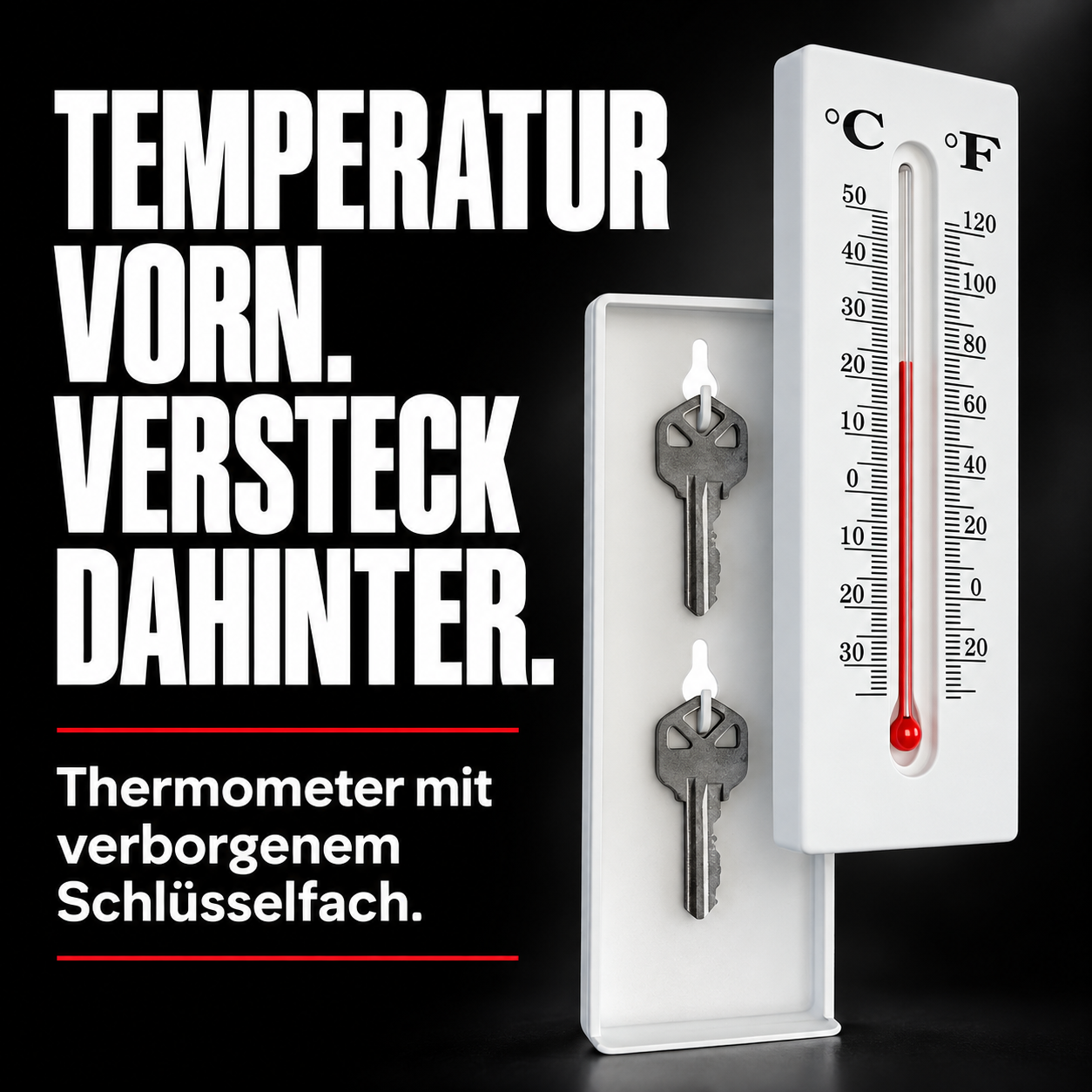 TEMPERATUR VORN. VERSTECK DAHINTER.