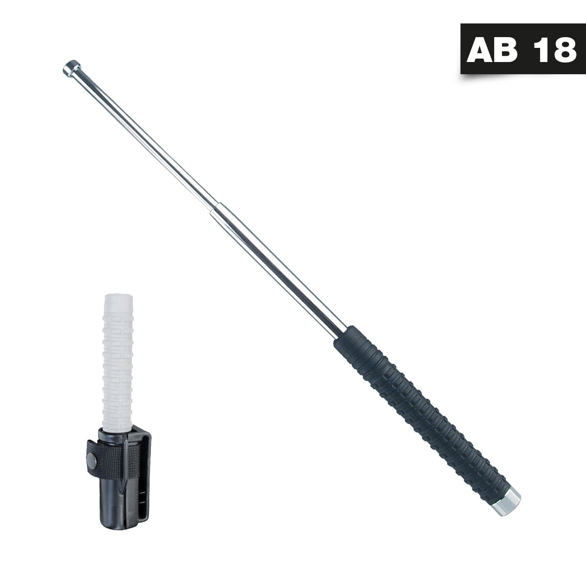 Teleskopschlagstock mit PVC Griff und Profi-Holster