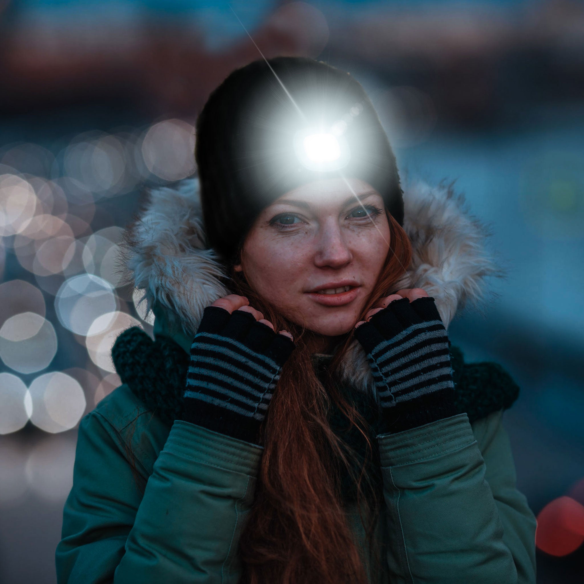 Strickmütze mit 4 LED´s